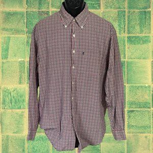 Brooks Brothers LS Button Front Shirt, Red/Black Gingham, Large L (P042123-1)